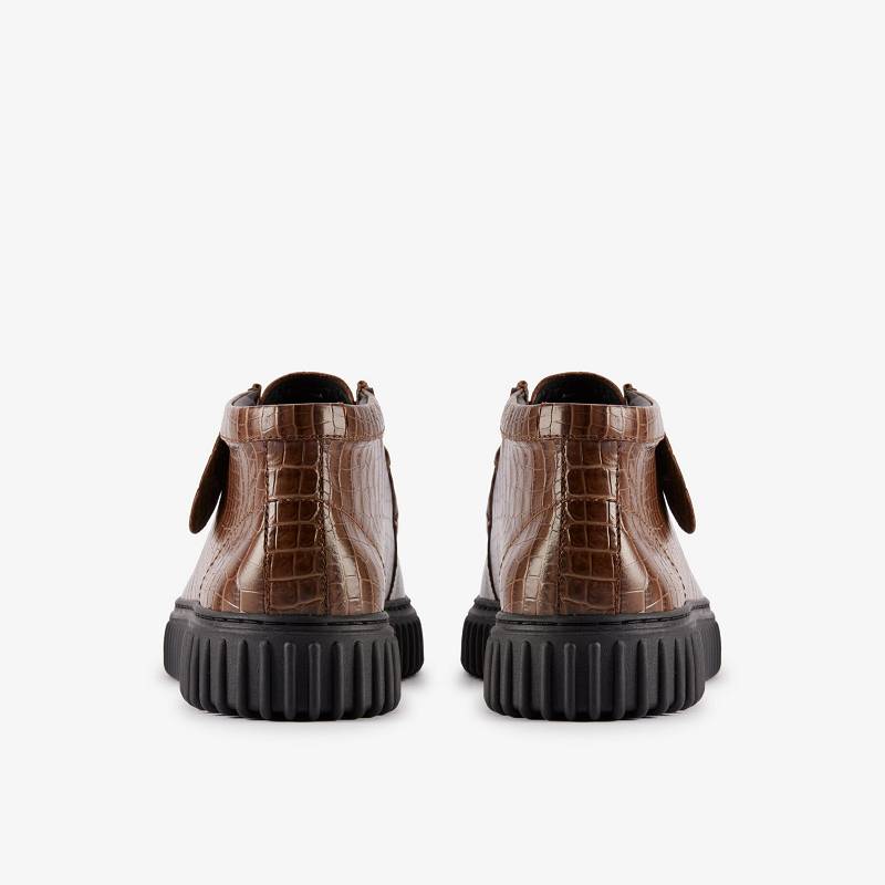Brown Crocodile Leather Clarks Martine Rose Torhill Hi | CLKS-85605