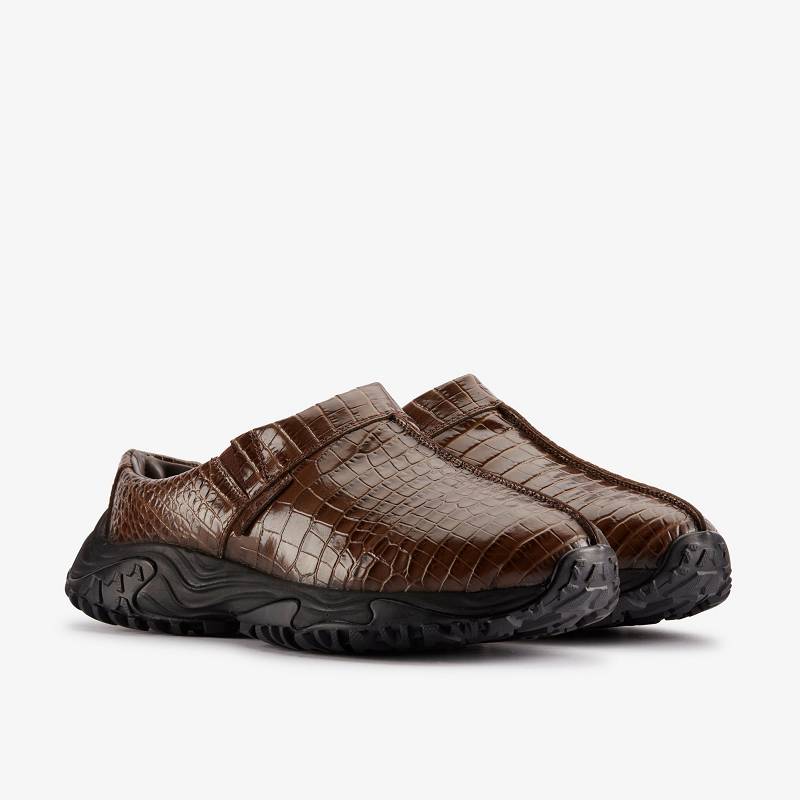 Brown Crocodile Leather Clarks Martine Rose Womens Clog 1 | CLKS-84764