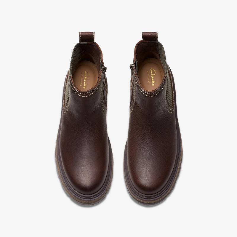 Brown Leather Clarks Hencroft Step Waterproof | CLKS-85514