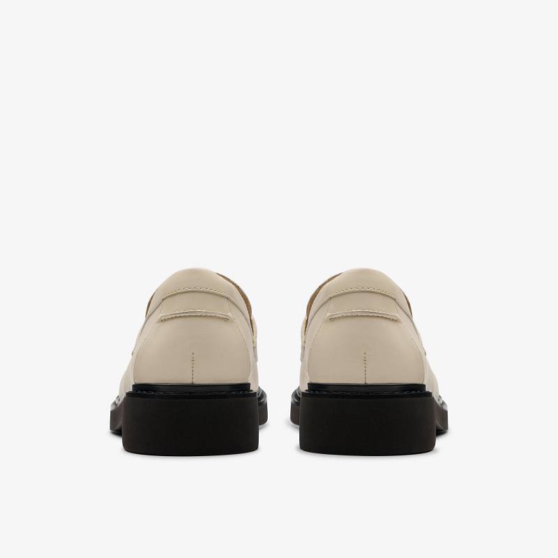Cream Leather Clarks Splend Edge | CLKS-84833