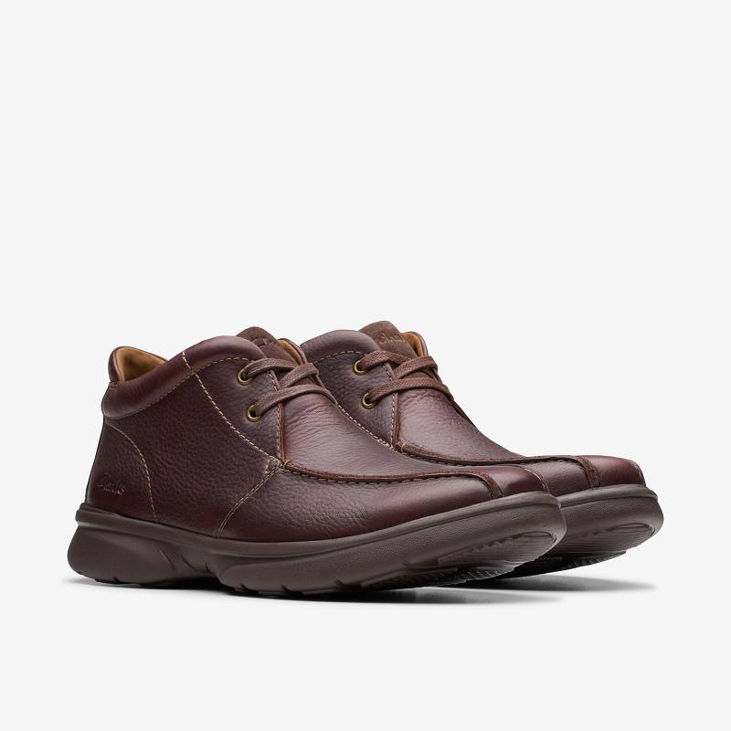 Dark Brown Leather Clarks Bradley Up | CLKS-84588