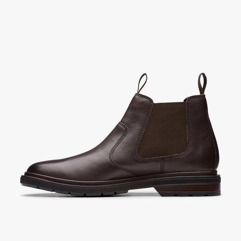 Dark Brown Leather Clarks Burchill Up | CLKS-84421