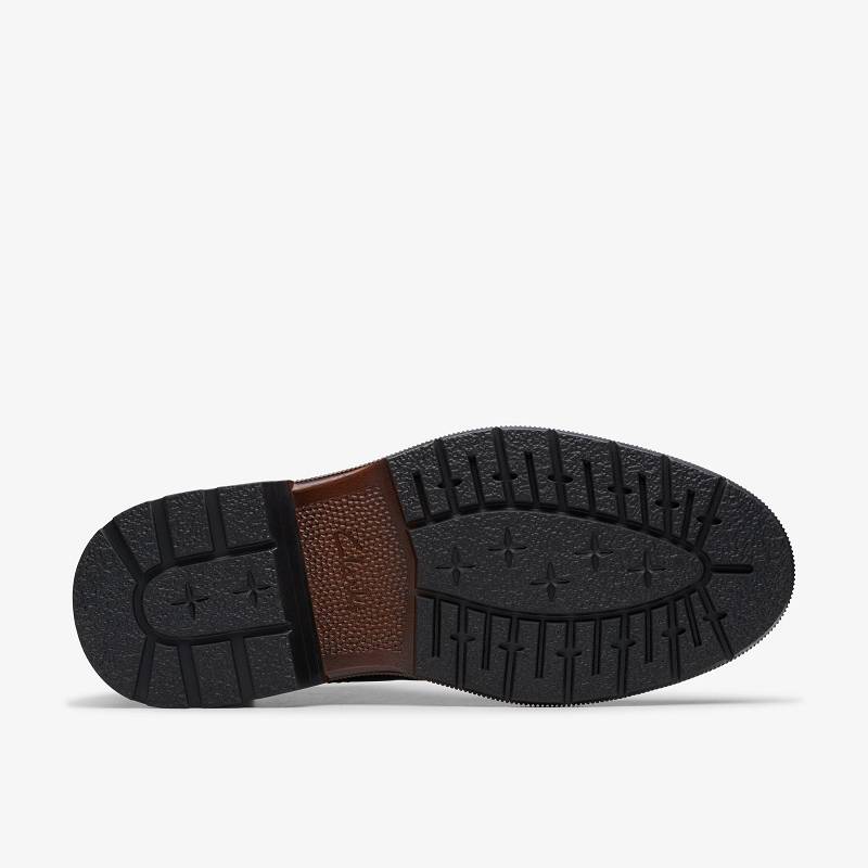 Dark Brown Leather Clarks Burchill Up | CLKS-84421