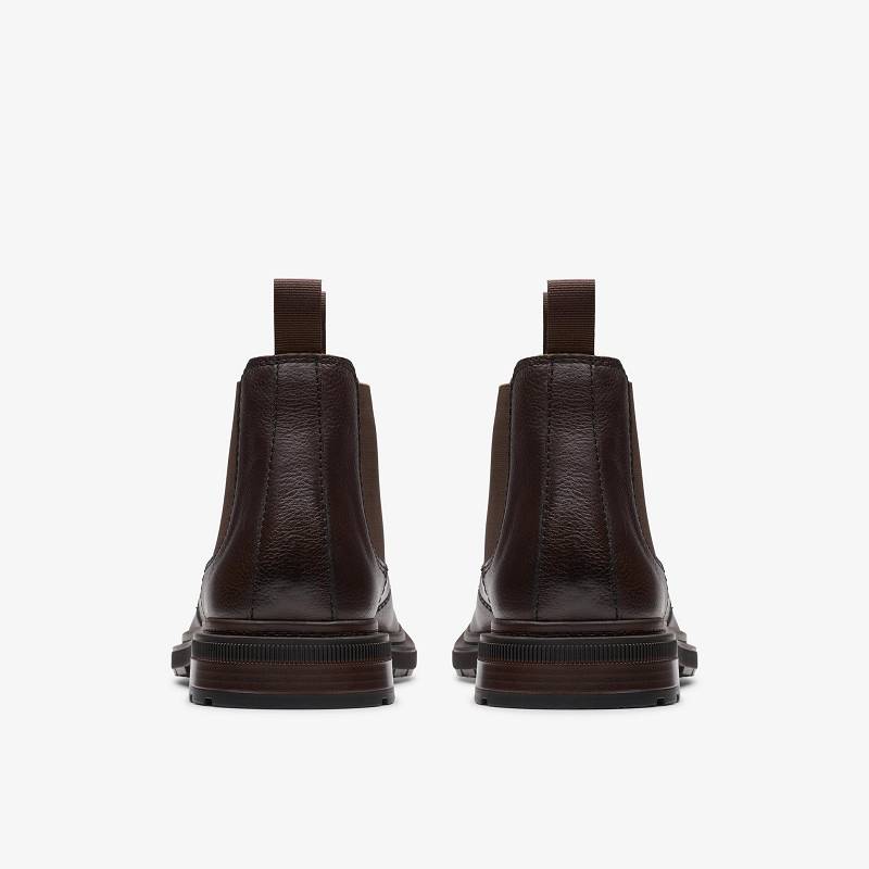 Dark Brown Leather Clarks Burchill Up | CLKS-84421