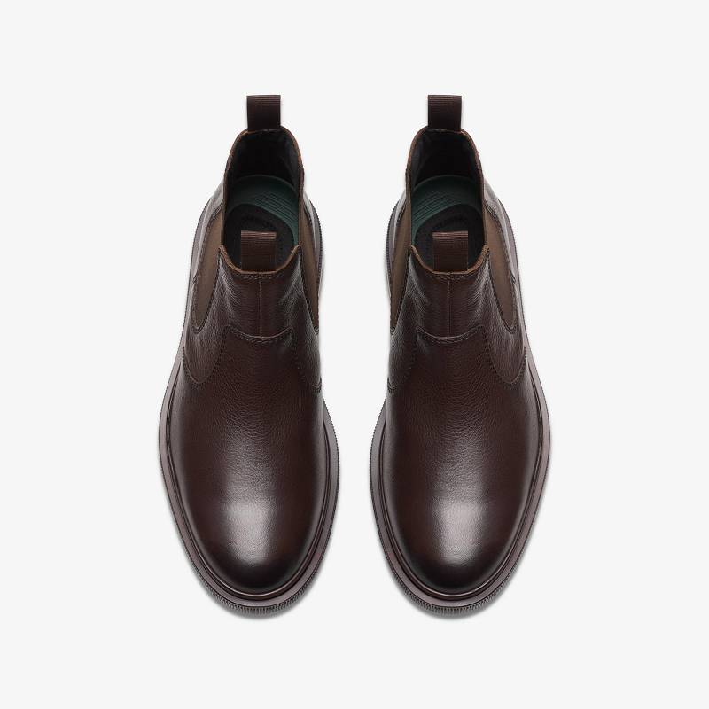 Dark Brown Leather Clarks Burchill Up | CLKS-84421