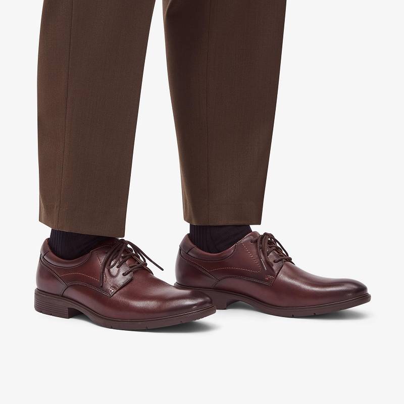 Dark Brown Leather Clarks Eldredge Plain | CLKS-84429