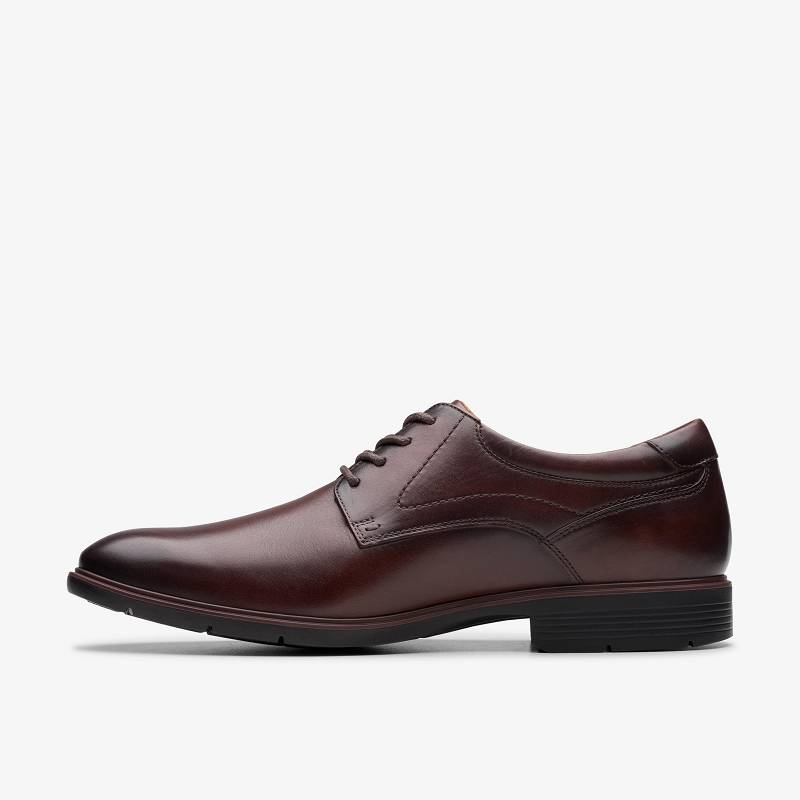 Dark Brown Leather Clarks Eldredge Plain | CLKS-84429