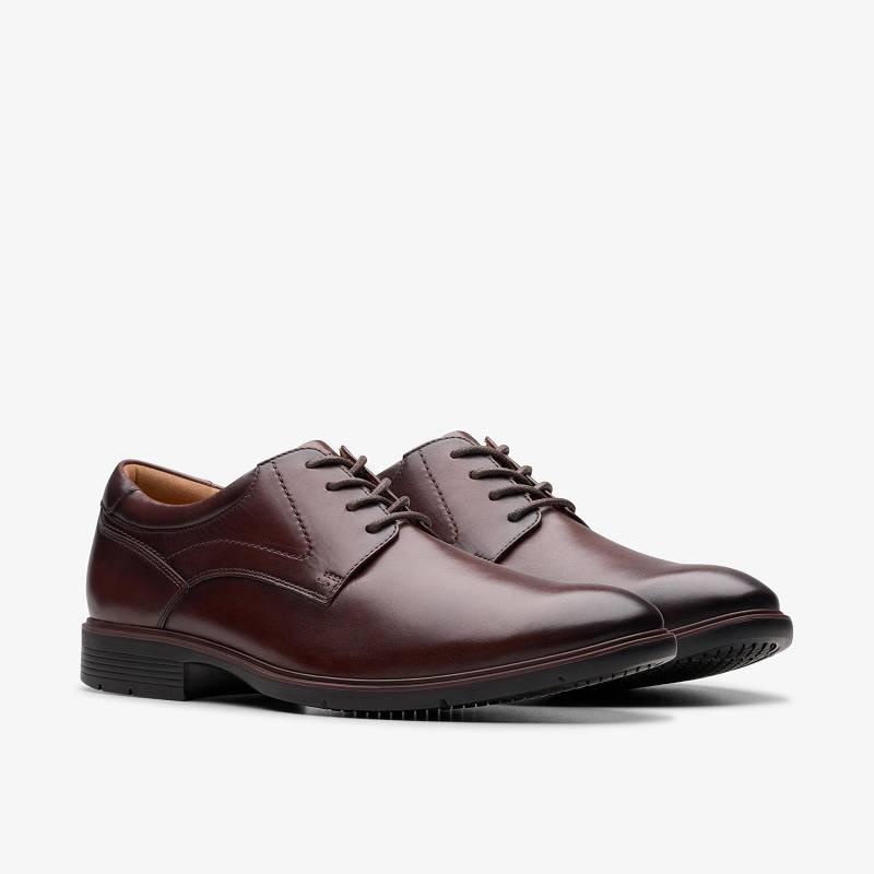 Dark Brown Leather Clarks Eldredge Plain | CLKS-84429