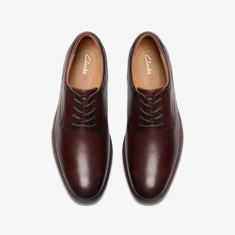Dark Brown Leather Clarks Eldredge Plain | CLKS-84429