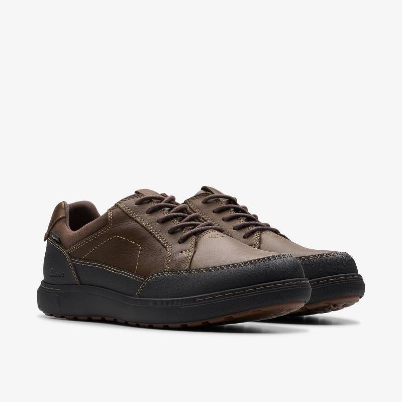 Dark Brown Leather Clarks Mapstone Lo Gore-Tex | CLKS-84248