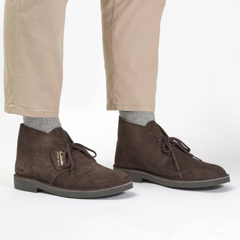Dark Brown Suede Clarks Desert Boot Evo | CLKS-84469