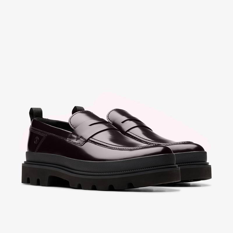 Dark Burgundy Leather Clarks Badell Easy | CLKS-84291