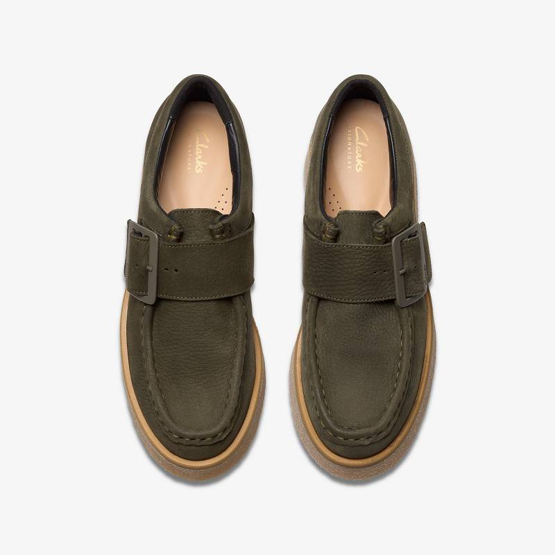 Dark Green Nubuck Clarks Linoso Monk | CLKS-85399