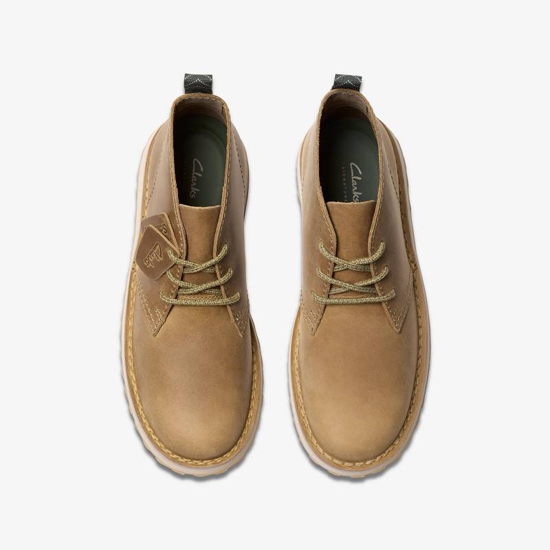 Dark Sand Leather Clarks Solsbury Desert Boot | CLKS-84583