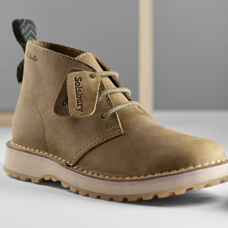 Dark Sand Leather Clarks Solsbury Desert Boot | CLKS-84583