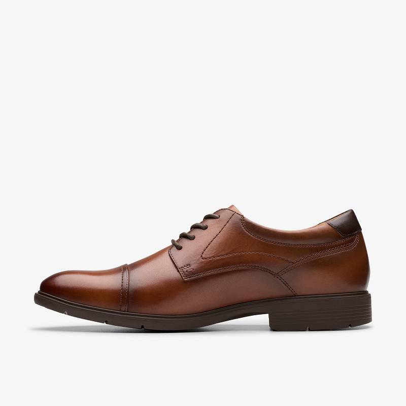 Dark Tan Leather Clarks Eldredge Cap | CLKS-84431