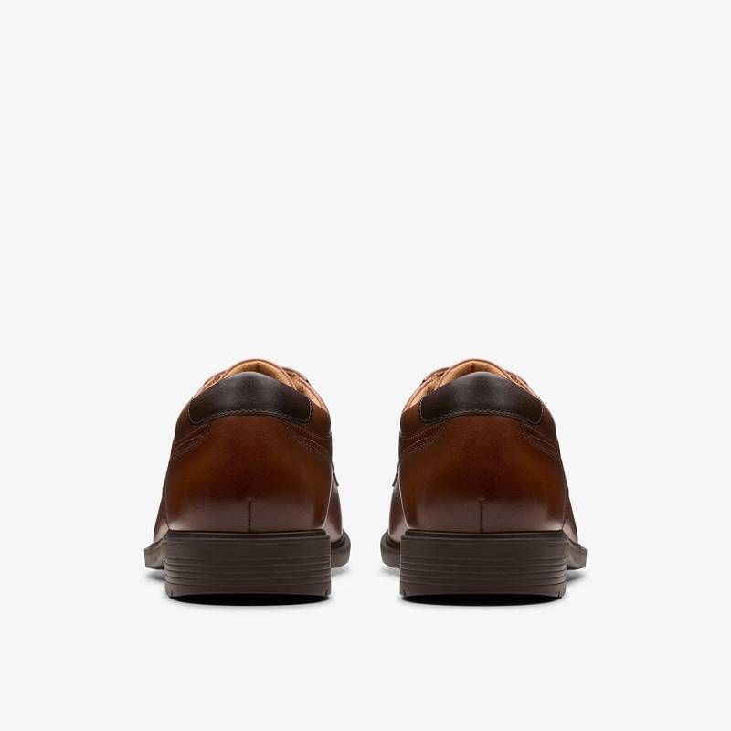 Dark Tan Leather Clarks Eldredge Cap | CLKS-84431