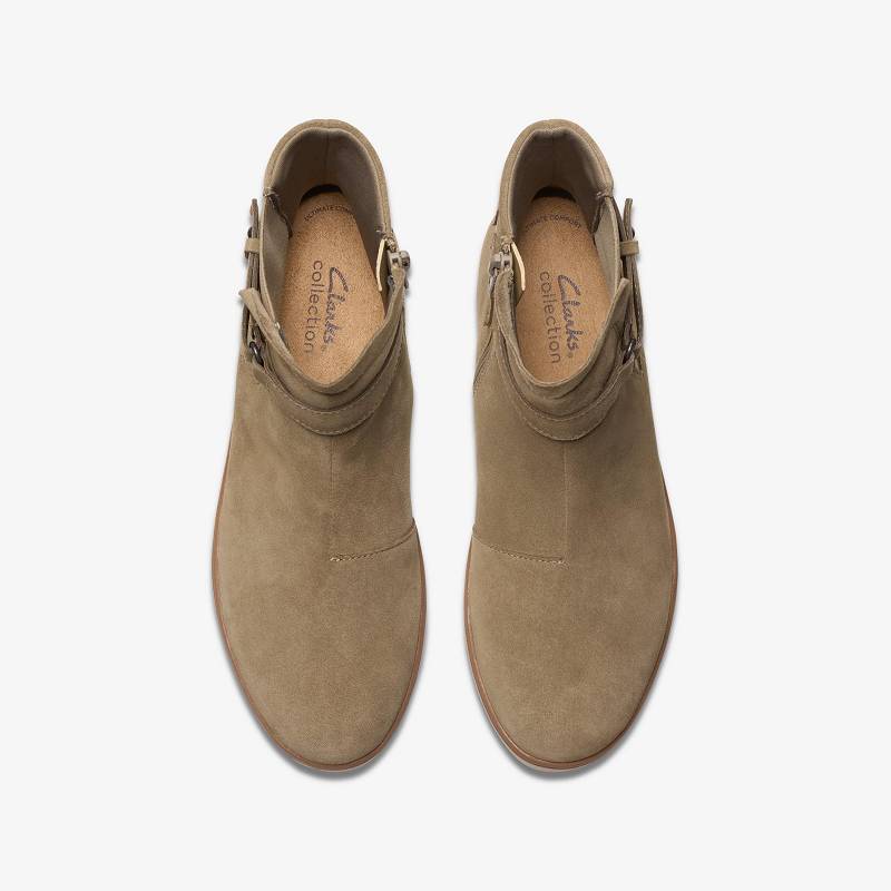 Dark Taupe Suede Clarks Zylah Faye | CLKS-85461