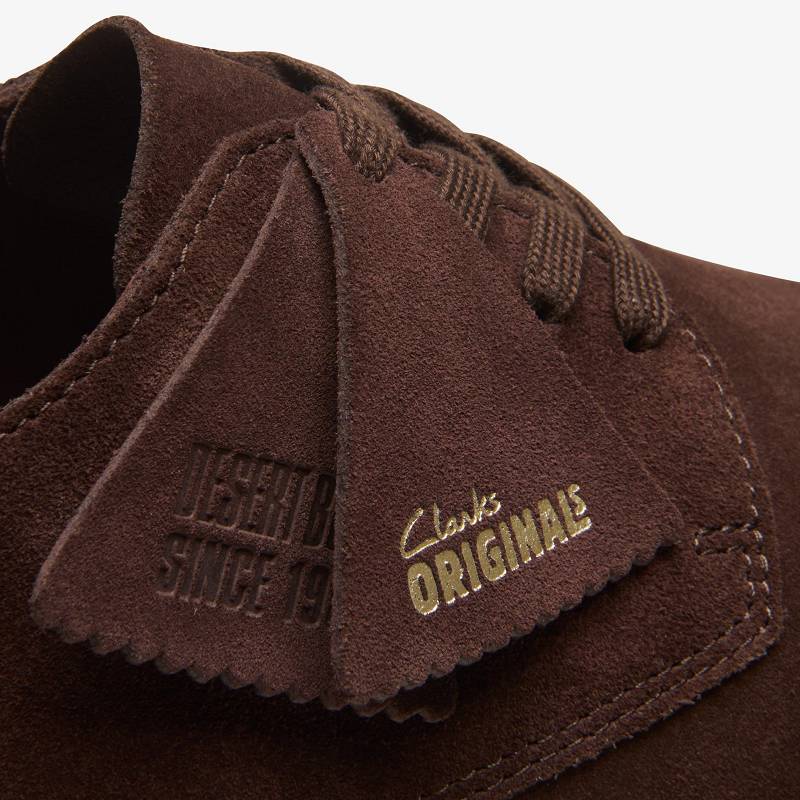 Deep Brown Suede Clarks Desert Rock Lo | CLKS-84340