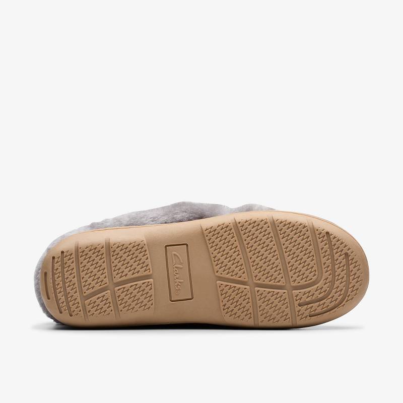 Grey Clarks Roll Mocc Slippers | CLKS-84675
