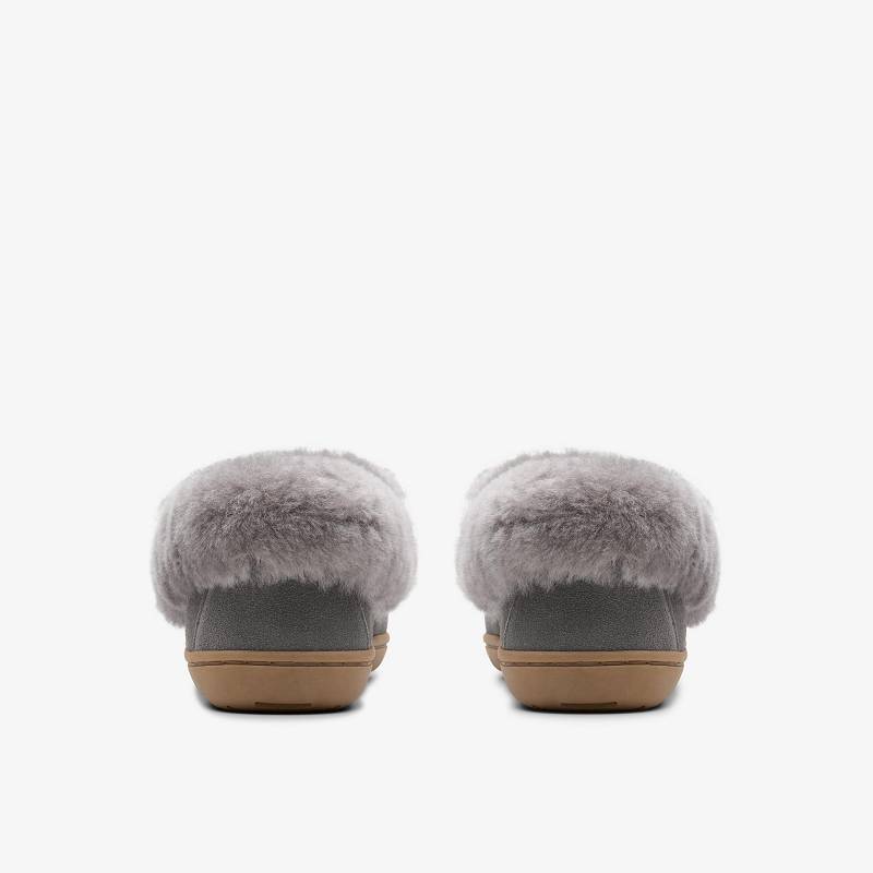 Grey Clarks Roll Mocc Slippers | CLKS-84675