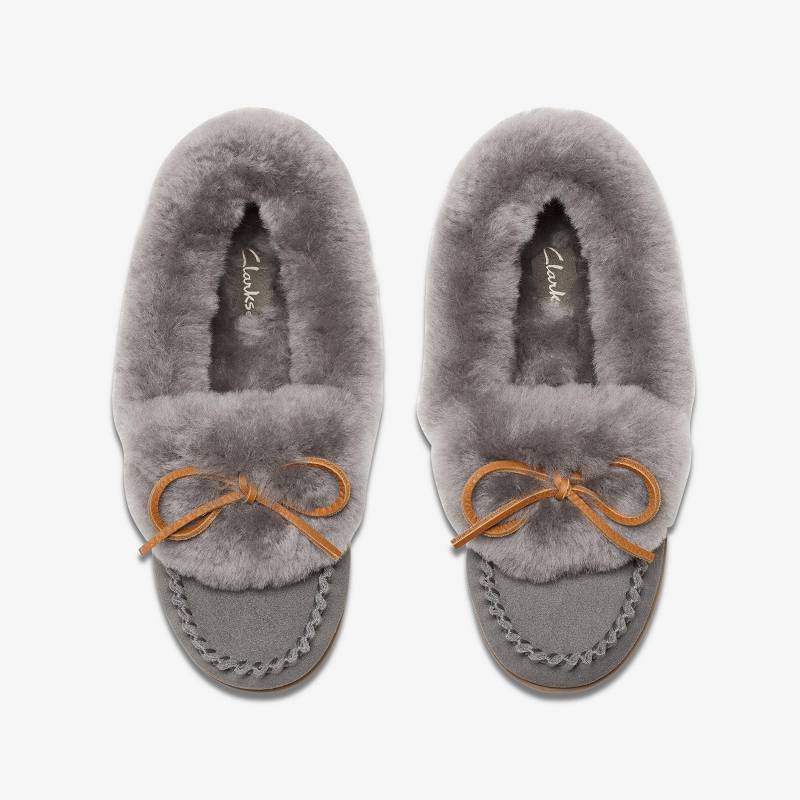Grey Clarks Roll Mocc Slippers | CLKS-84675