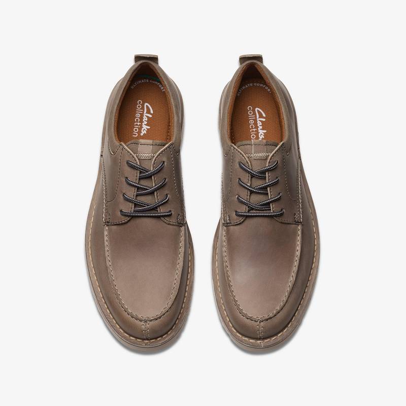 Grey Leather Clarks Eastridge Moc | CLKS-84317