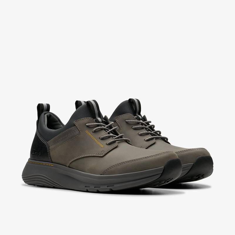 Grey Leather Clarks Motion Trek EZ | CLKS-84228