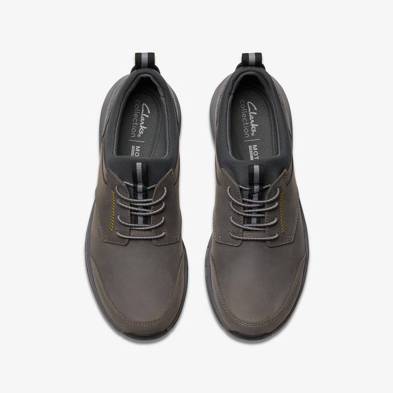 Grey Leather Clarks Motion Trek EZ | CLKS-84228