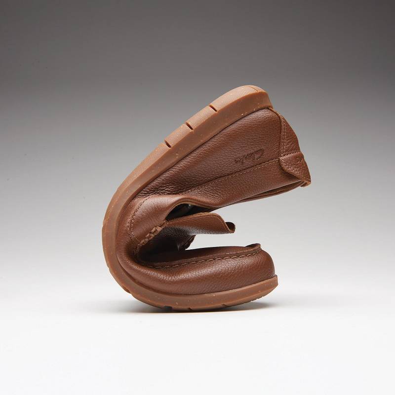 Light Brown Leather Clarks Flexway Step | CLKS-84293