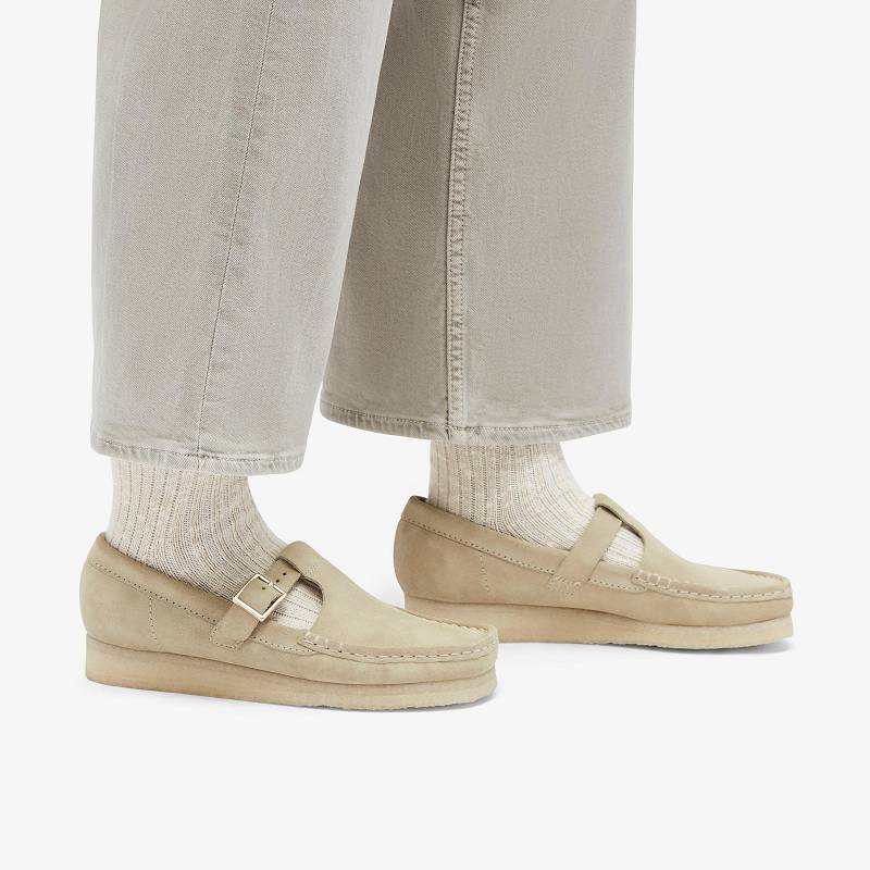 Maple Suede Clarks Wallabee T-Bar | CLKS-85414
