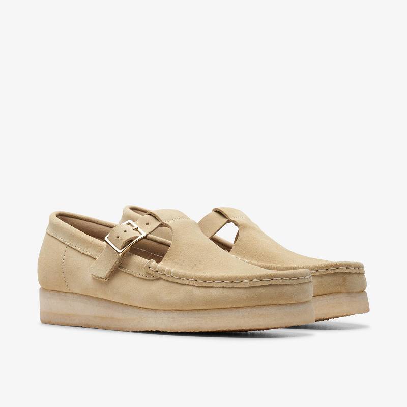 Maple Suede Clarks Wallabee T-Bar | CLKS-85414