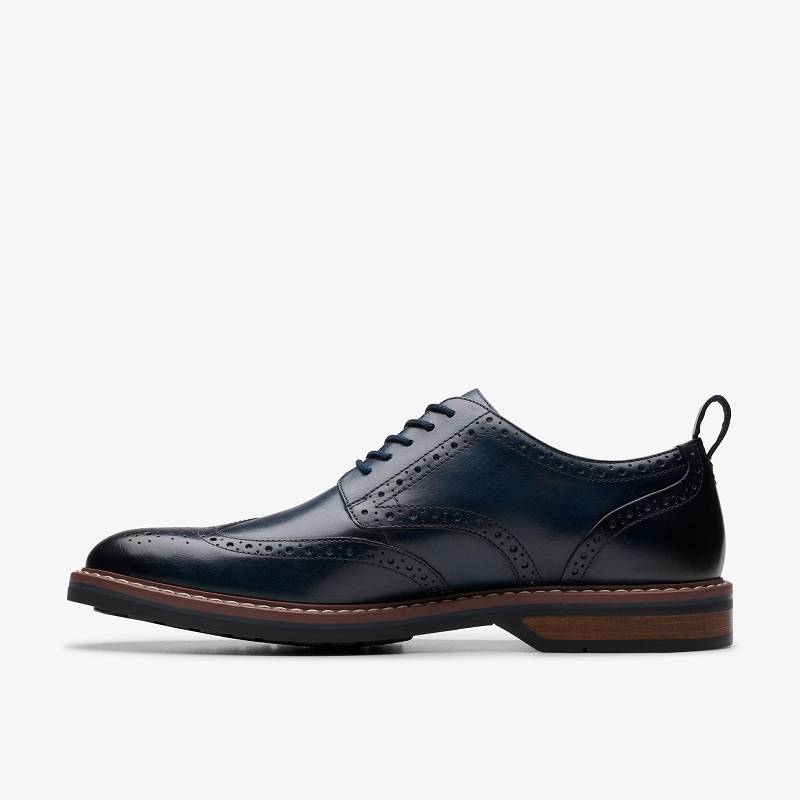 Navy Leather Clarks Aldwin Limit | CLKS-84342
