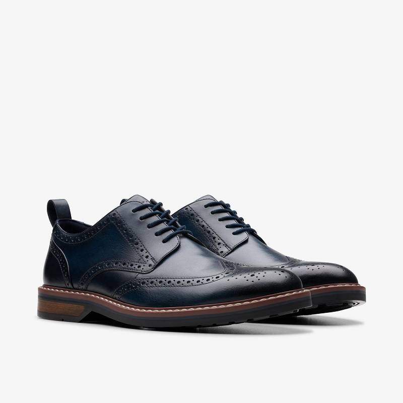 Navy Leather Clarks Aldwin Limit | CLKS-84342
