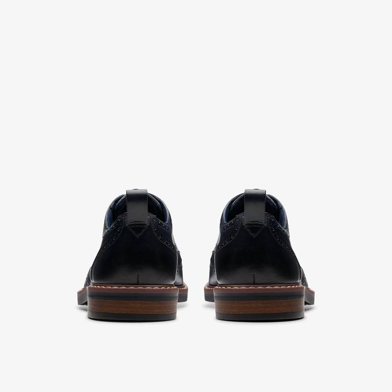 Navy Leather Clarks Aldwin Limit | CLKS-84342
