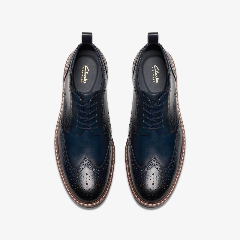 Navy Leather Clarks Aldwin Limit | CLKS-84342