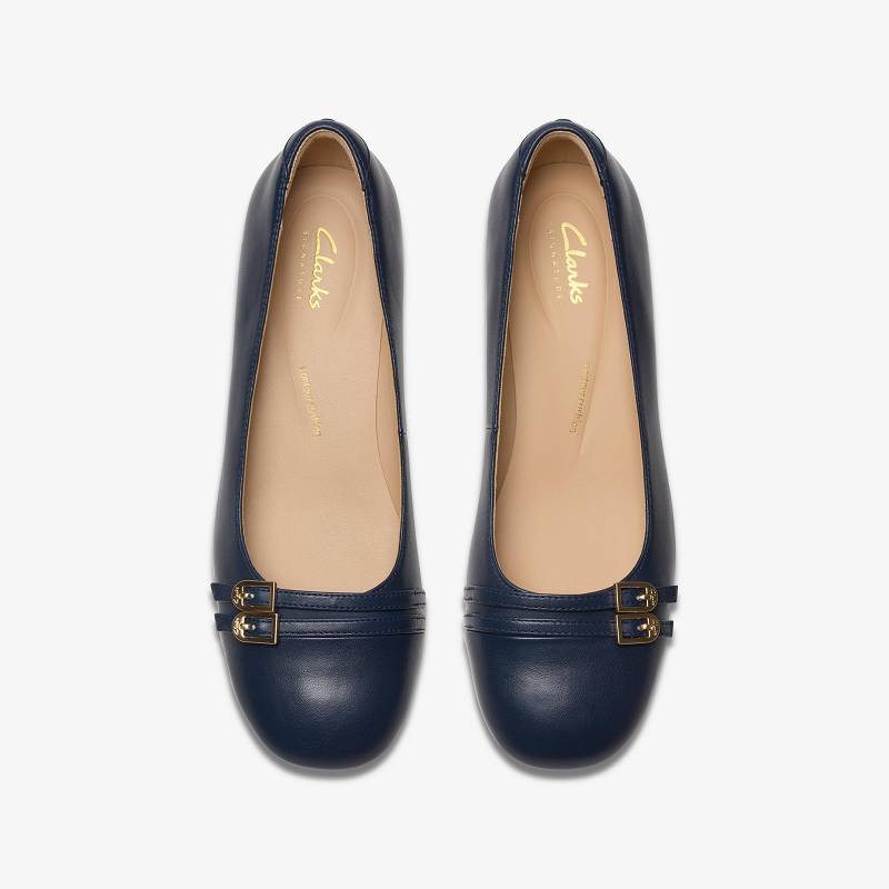 Navy Leather Clarks Daiss 30 Court | CLKS-85215