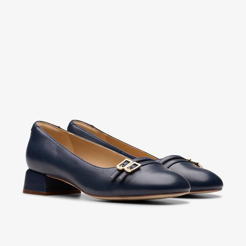 Navy Leather Clarks Daiss 30 Court | CLKS-85024