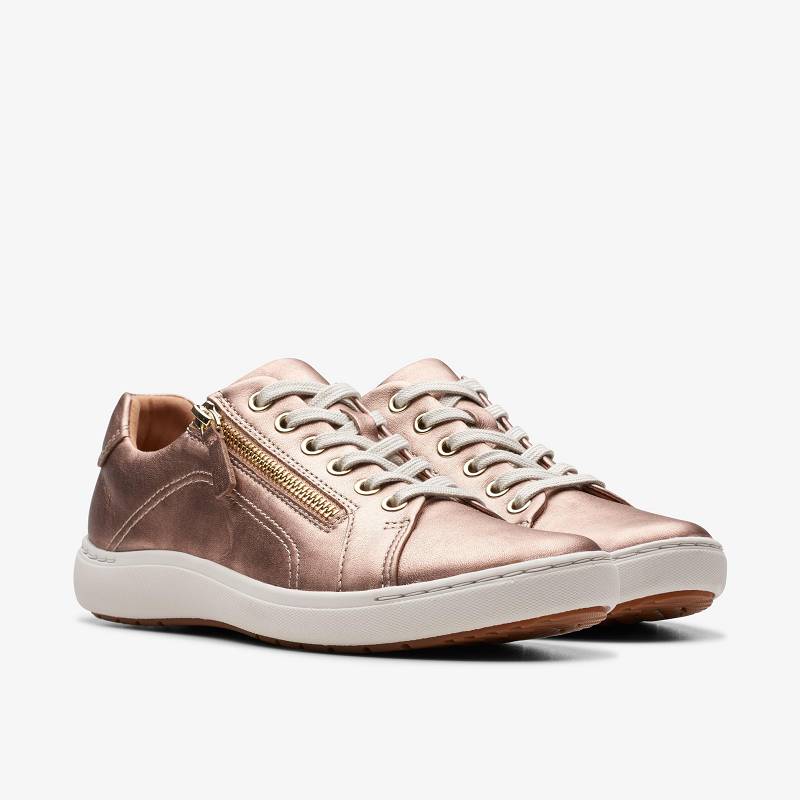 Rose Gold Leather Clarks Nalle Lace | CLKS-85184