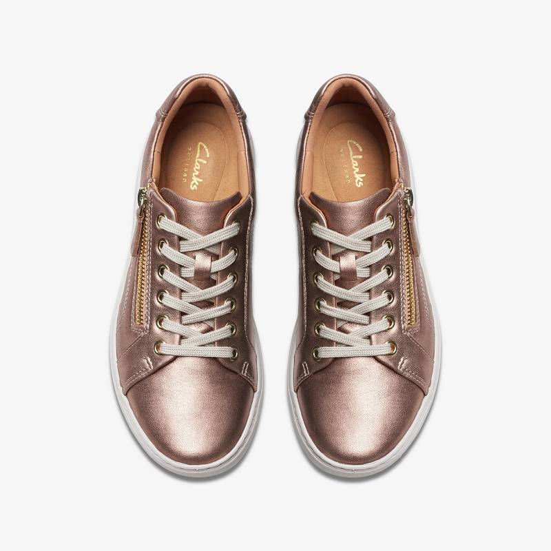 Rose Gold Leather Clarks Nalle Lace | CLKS-85184