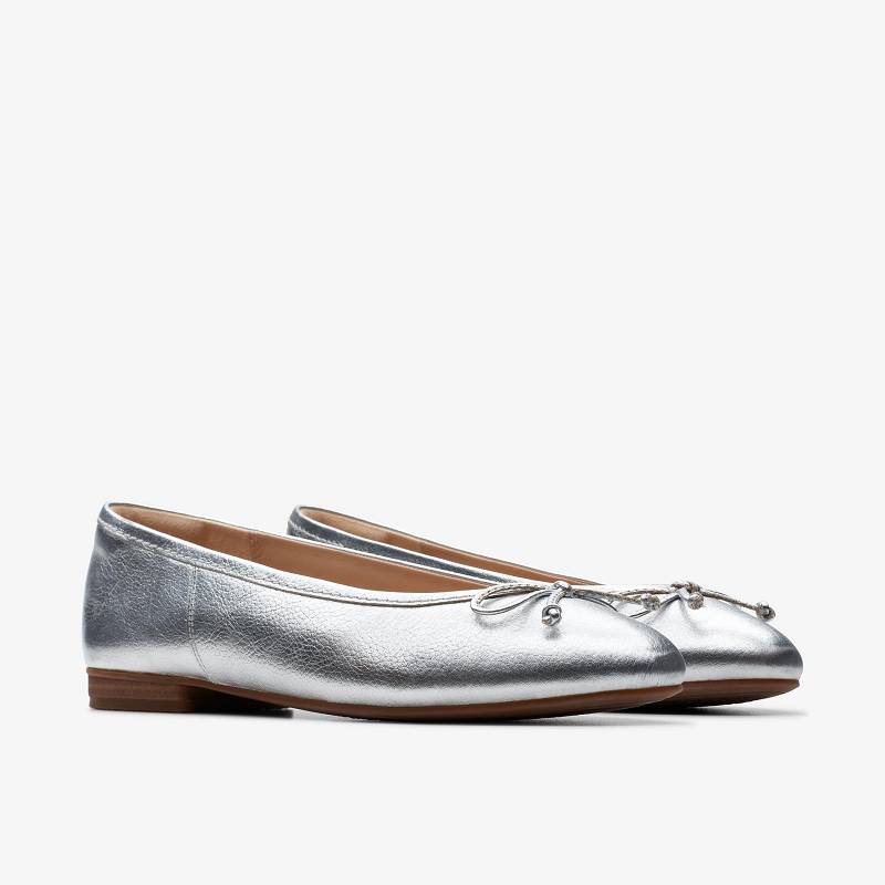 Silver Leather Clarks Fawna Lily | CLKS-85278