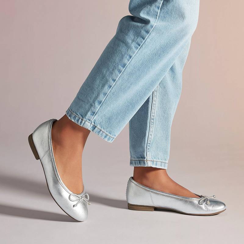 Silver Leather Clarks Fawna Lily | CLKS-85278