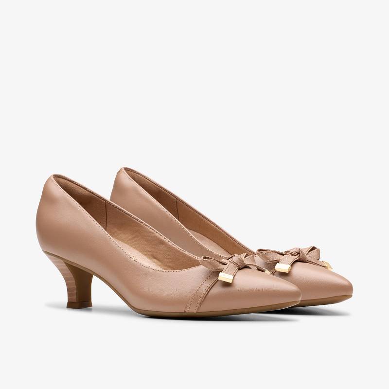 Warm Beige Leather Clarks Kepley Holly | CLKS-85187