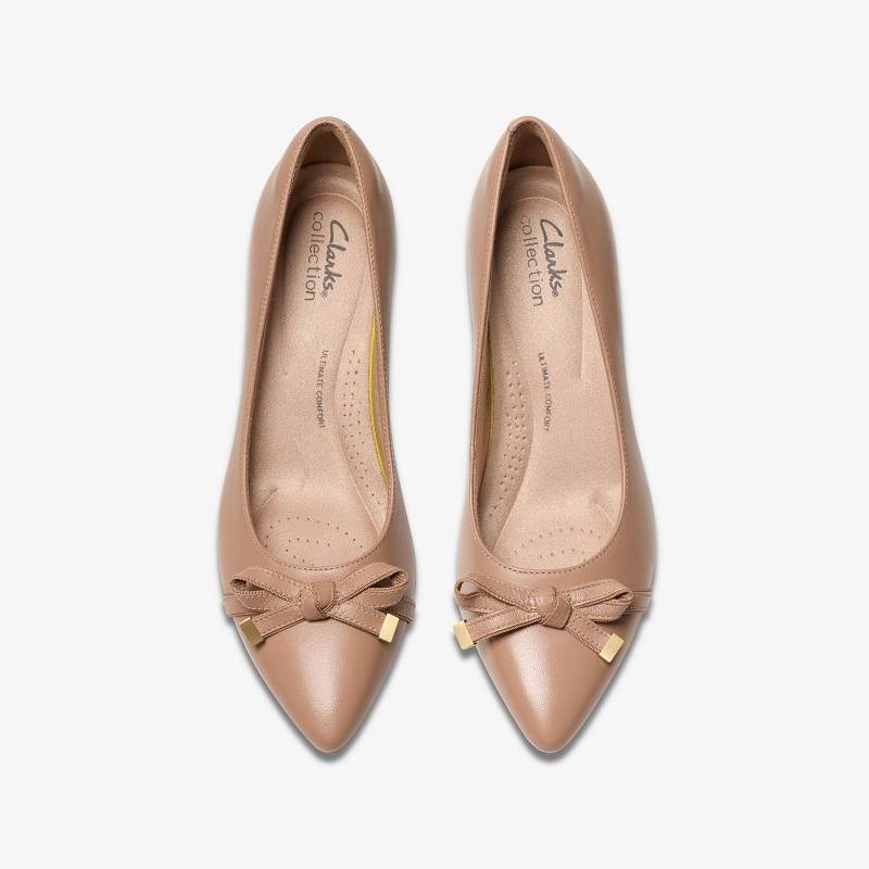 Warm Beige Leather Clarks Kepley Holly | CLKS-85187