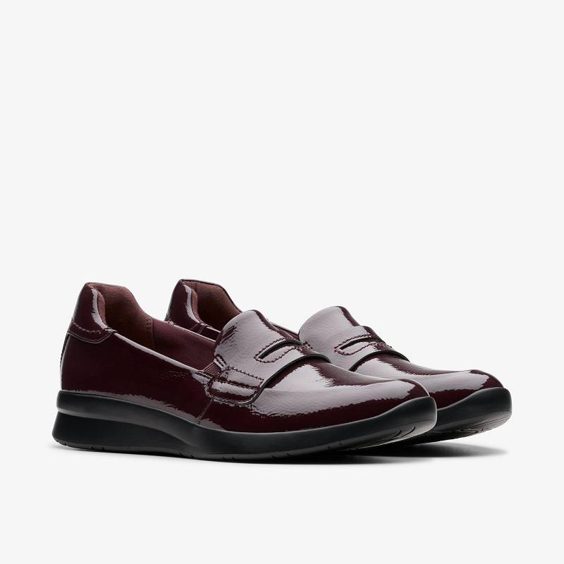Wine Crinkle Patent Clarks Ellowyn Penny | CLKS-84785