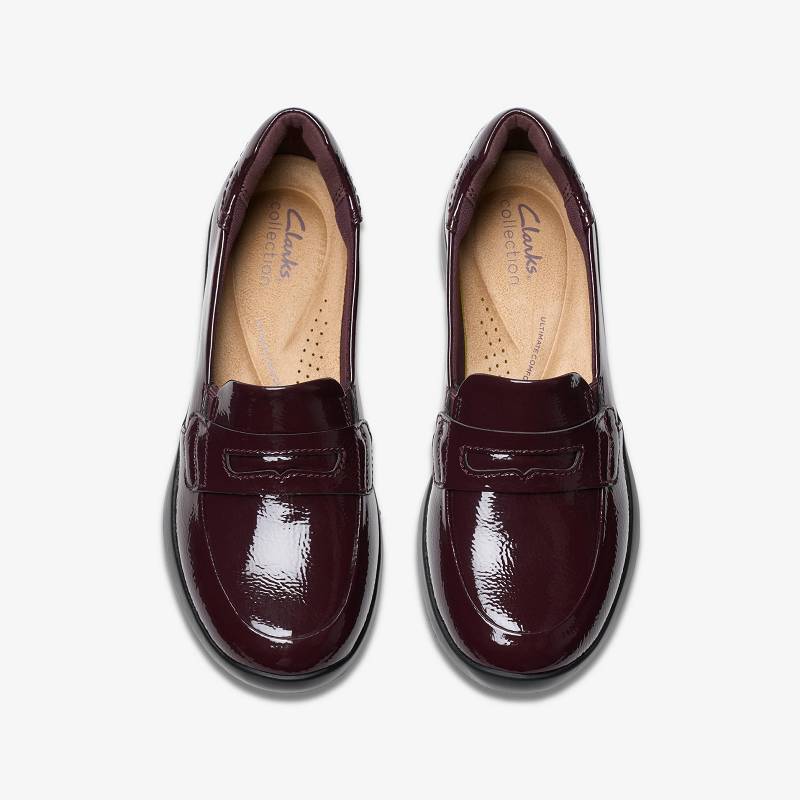 Wine Crinkle Patent Clarks Ellowyn Penny | CLKS-84785