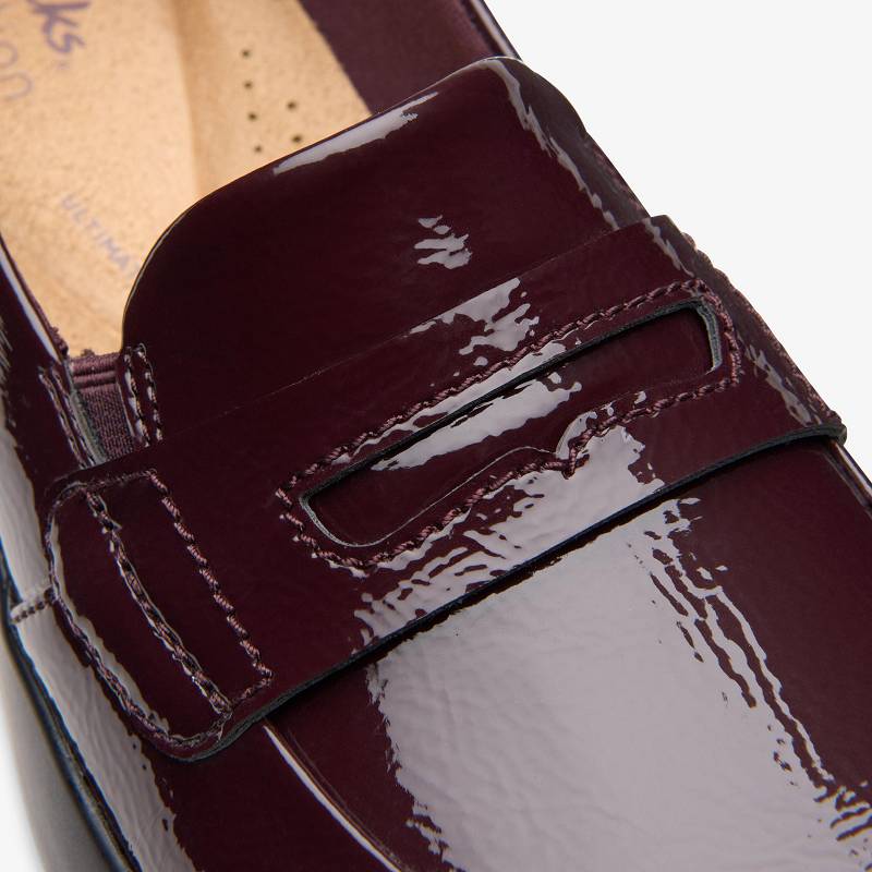 Wine Crinkle Patent Clarks Ellowyn Penny | CLKS-84785